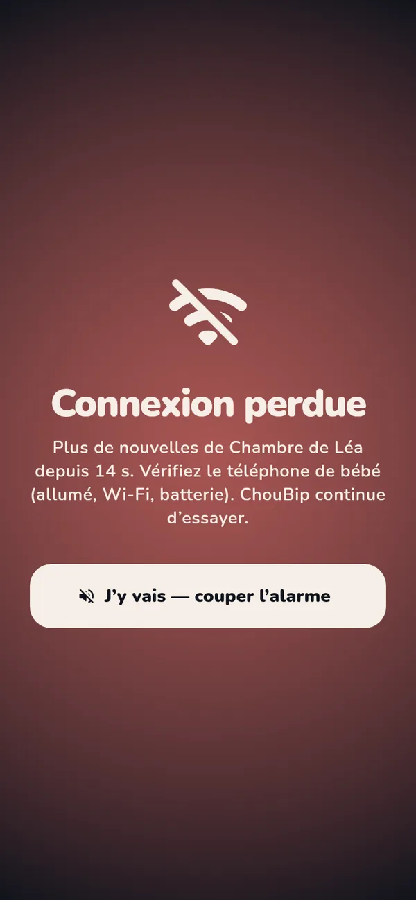 Alarme de connexion perdue